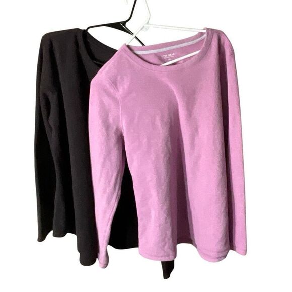 Tek Gear Womens Cozy Fleece Pullover Tops Black Lavender Set of 2 Size XL NWOT - Picture 1 of 8